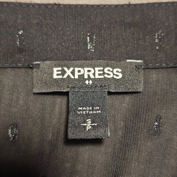 Express Black Sheer Chiffon Glitter Layered Wrap Wide Sleeve Belted Dress - Picture 2 of 8